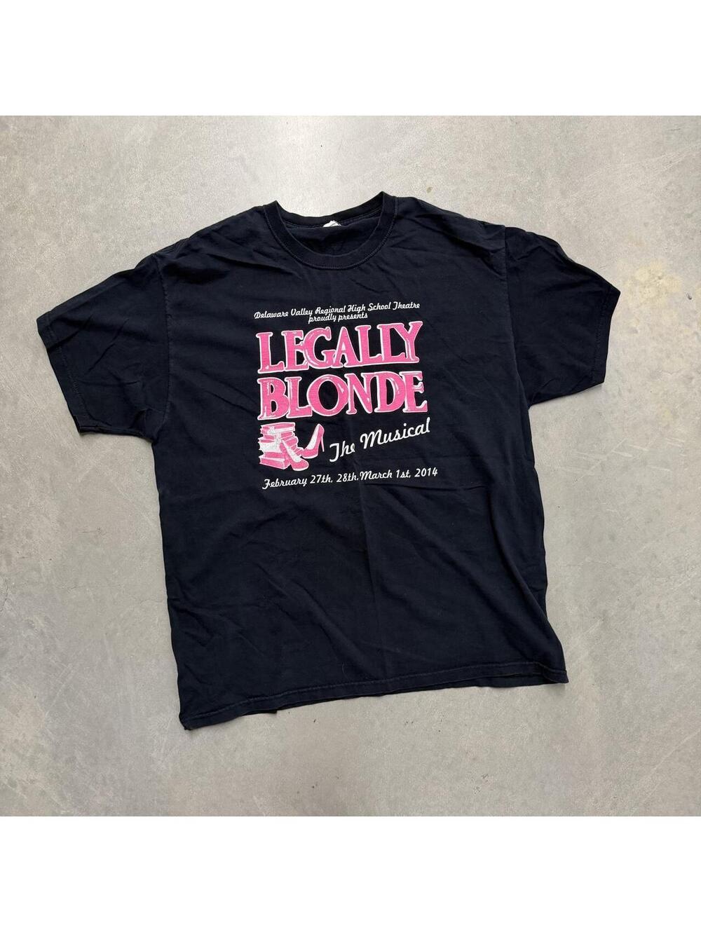Y2K Men's Legally Blind The Musical Black and Pink Graphic Tee XL